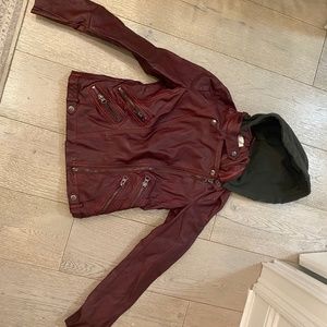 Urban Outfitters Red Leather/Sweatshirt Jacket